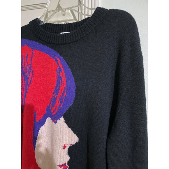 NWT Akris Punto Francoise Hardy Graphic Intarsia Face Sweater Knitwear Black 8 - Picture 8 of 9